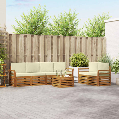 Set di divani da esterno con cuscino 7 pcs Naturale e Crema