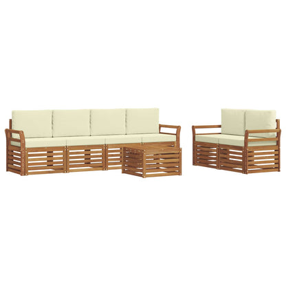 Set di divani da esterno con cuscino 7 pcs Naturale e Crema