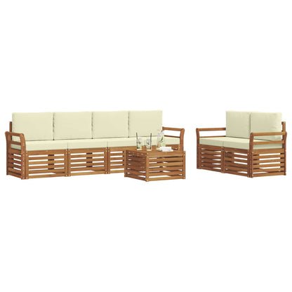 Set di divani da esterno con cuscino 7 pcs Naturale e Crema | homemem39
