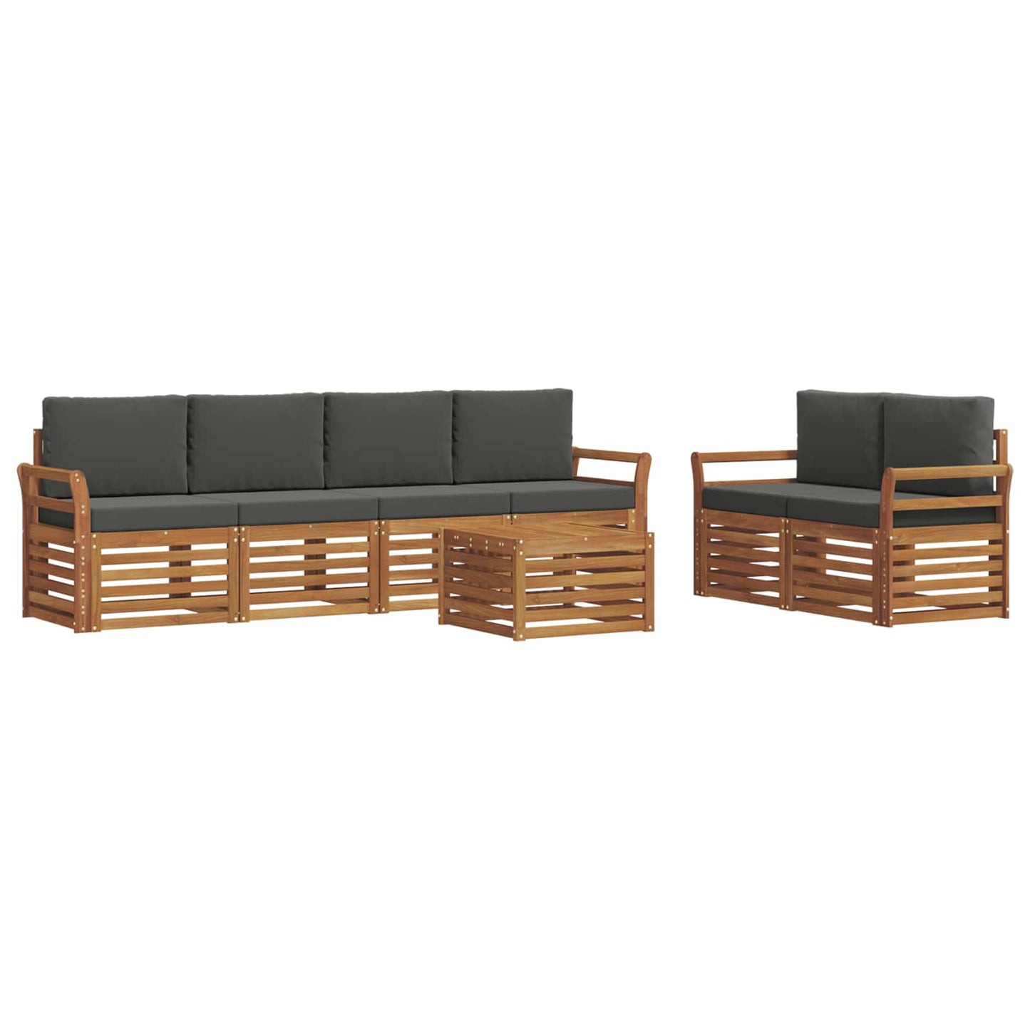 Set di divani da esterno con cuscino 7 pcs Naturale e Antracite | homemem39