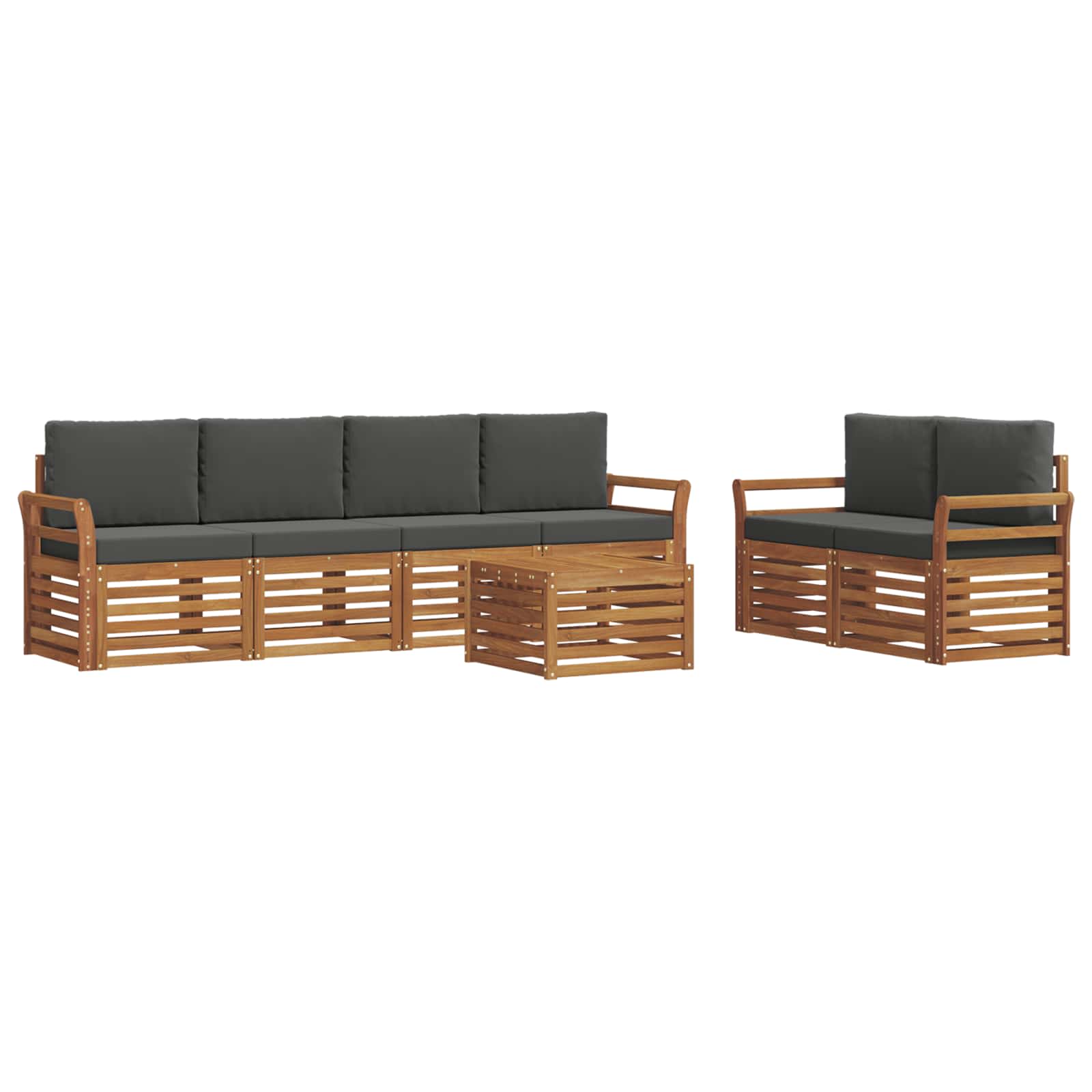 Set di divani da esterno con cuscino 7 pcs Naturale e Antracite | homemem39