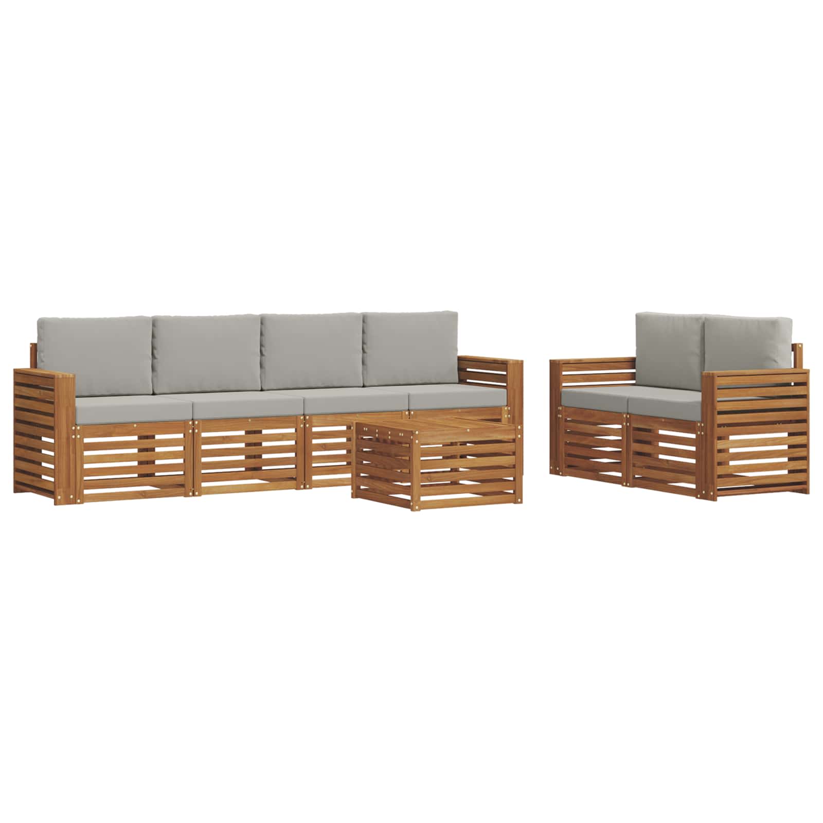 Set di divani da esterno 7 pcs Grigio Naturale e Chiaro | homemem39