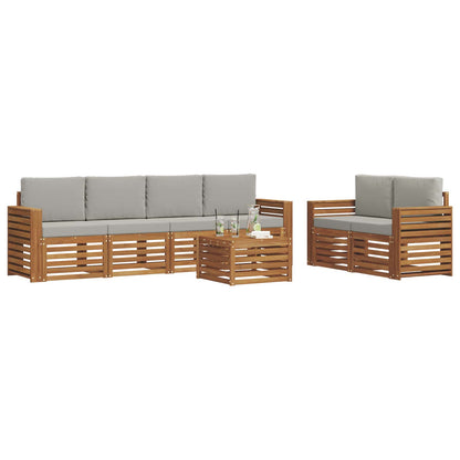 Set di divani da esterno 7 pcs Grigio Naturale e Chiaro | homemem39
