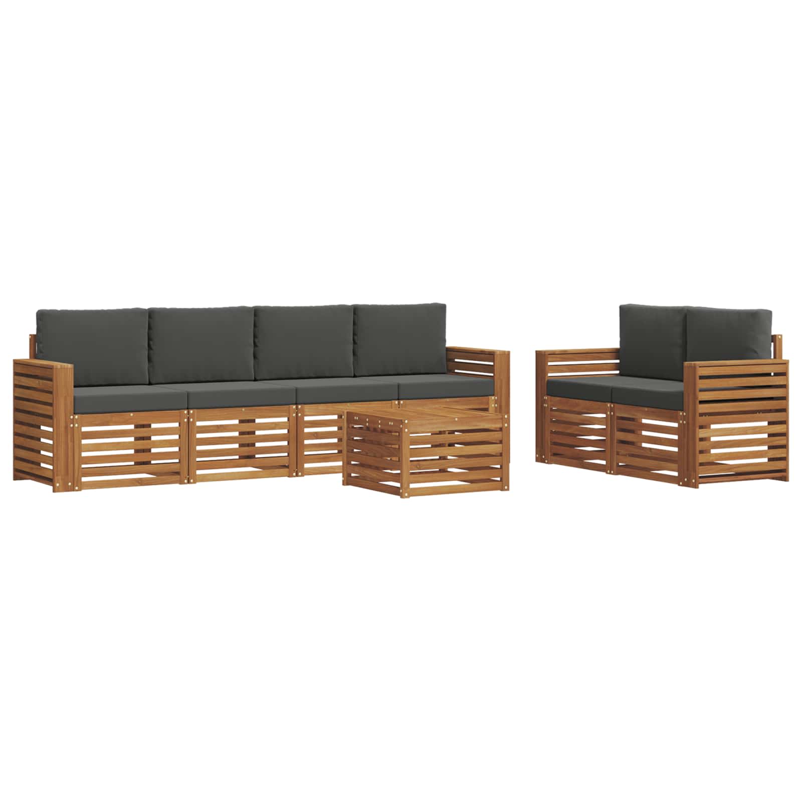 Set di divani da esterno con cuscino 7 pcs Naturale e Antracite | homemem39