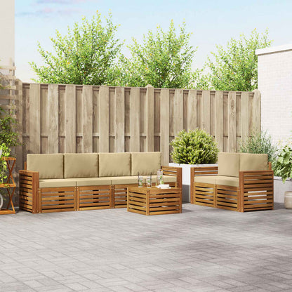 Set di divani da esterno con cuscino 7 pcs Naturale e Beige | homemem39