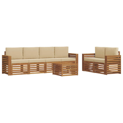 Set di divani da esterno con cuscino 7 pcs Naturale e Beige | homemem39