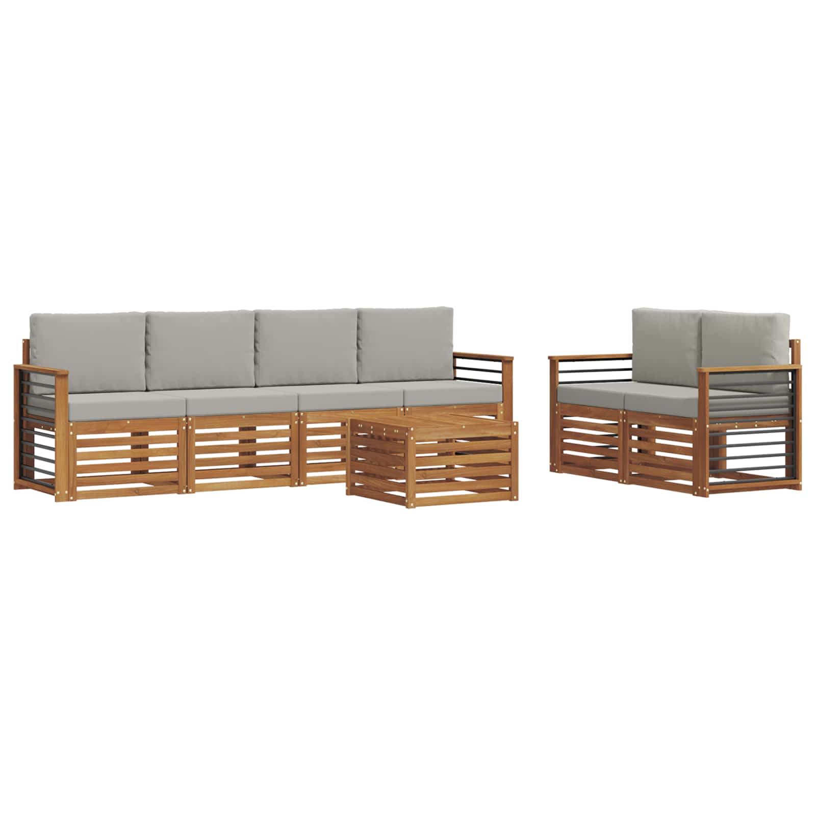 Set di divani da esterno 7 pcs Grigio Naturale e Chiaro | homemem39