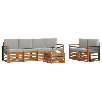 Set di divani da esterno 7 pcs Grigio Naturale e Chiaro | homemem39