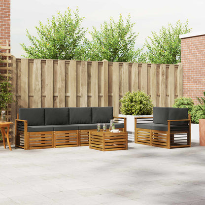 Set di divani da esterno con cuscino 7 pcs Naturale e Antracite | homemem39