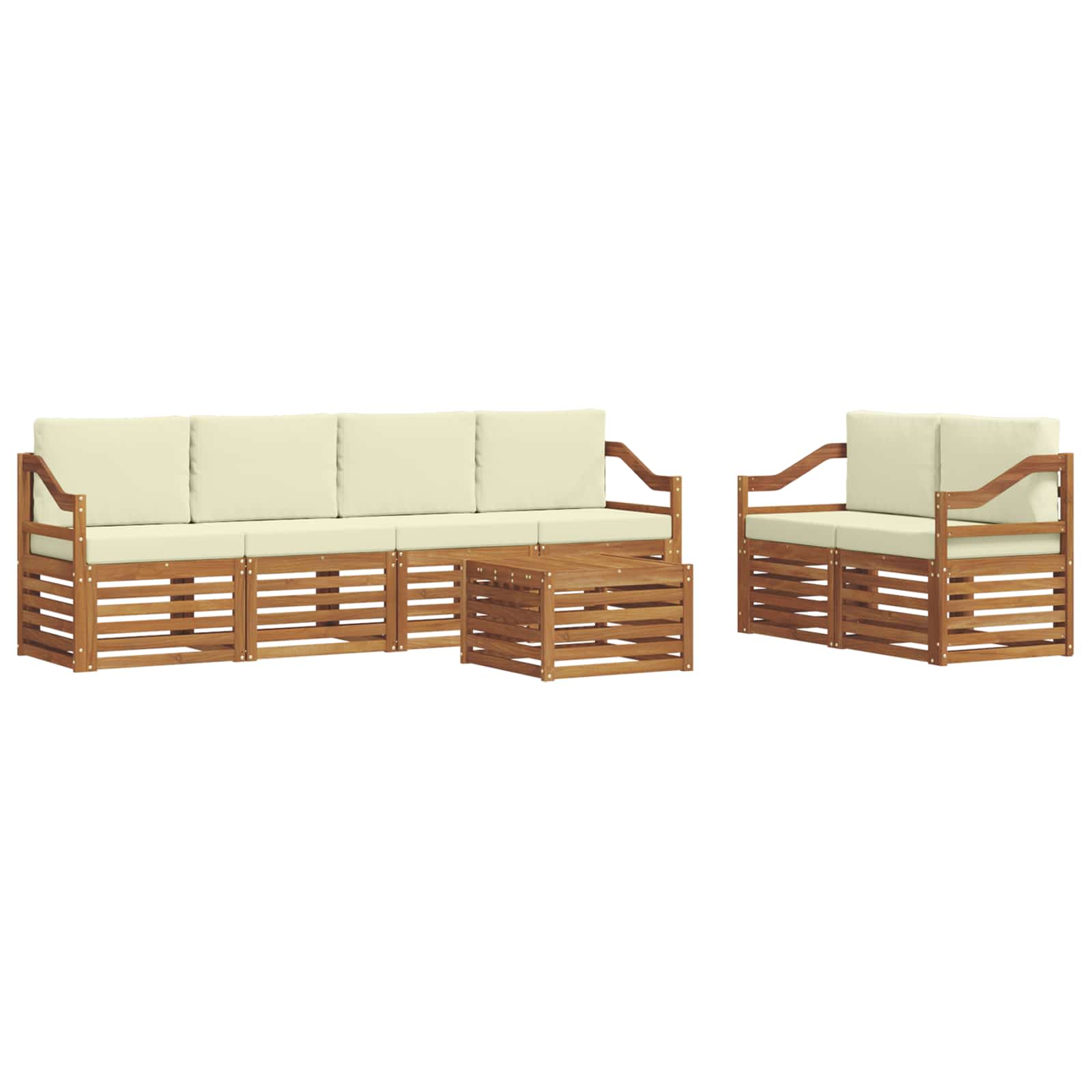 Set di divani da esterno con cuscino 7 pcs Naturale e Crema | homemem39