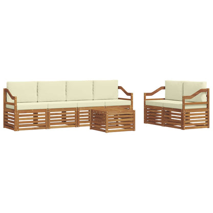 Set di divani da esterno con cuscino 7 pcs Naturale e Crema | homemem39
