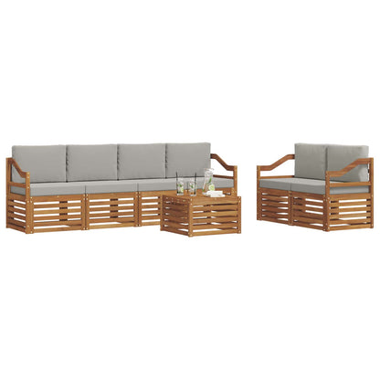 Set di divani da esterno 7 pcs Grigio Naturale e Chiaro