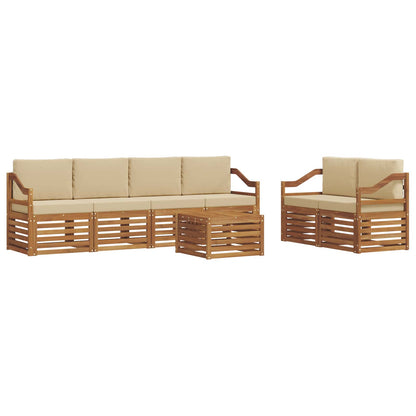Set di divani da esterno con cuscino 7 pcs Naturale e Beige | homemem39