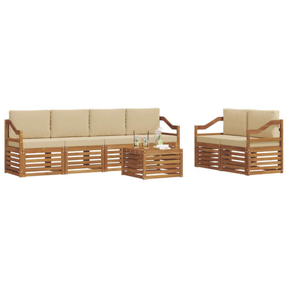 Set di divani da esterno con cuscino 7 pcs Naturale e Beige | homemem39