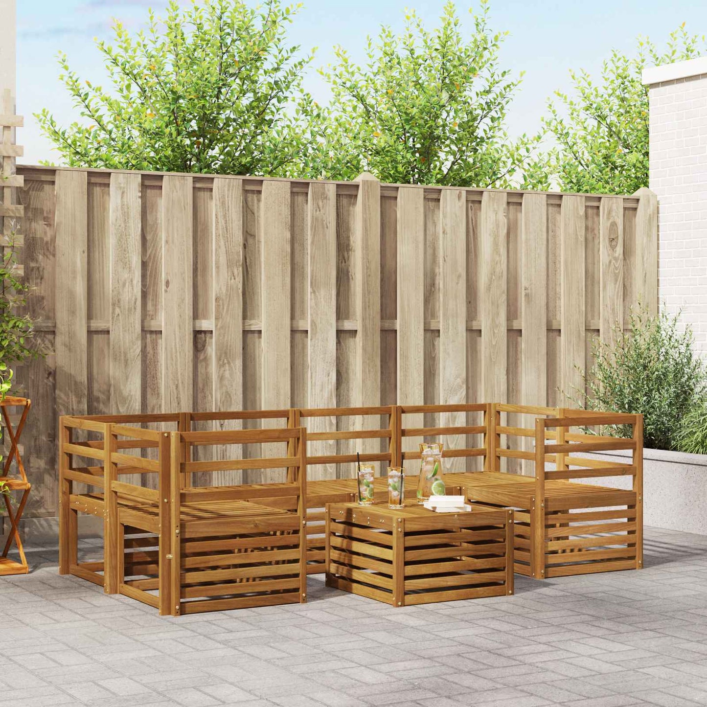 Set di divani da esterno 7 pcs Naturale | homemem39