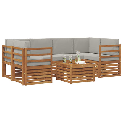 Set di divani da esterno 7 pcs Grigio Naturale e Chiaro | homemem39