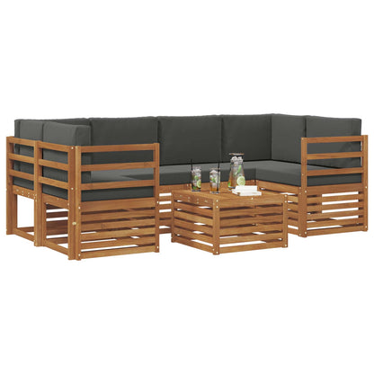 Set di divani da esterno con cuscino 7 pcs Naturale e Antracite | homemem39