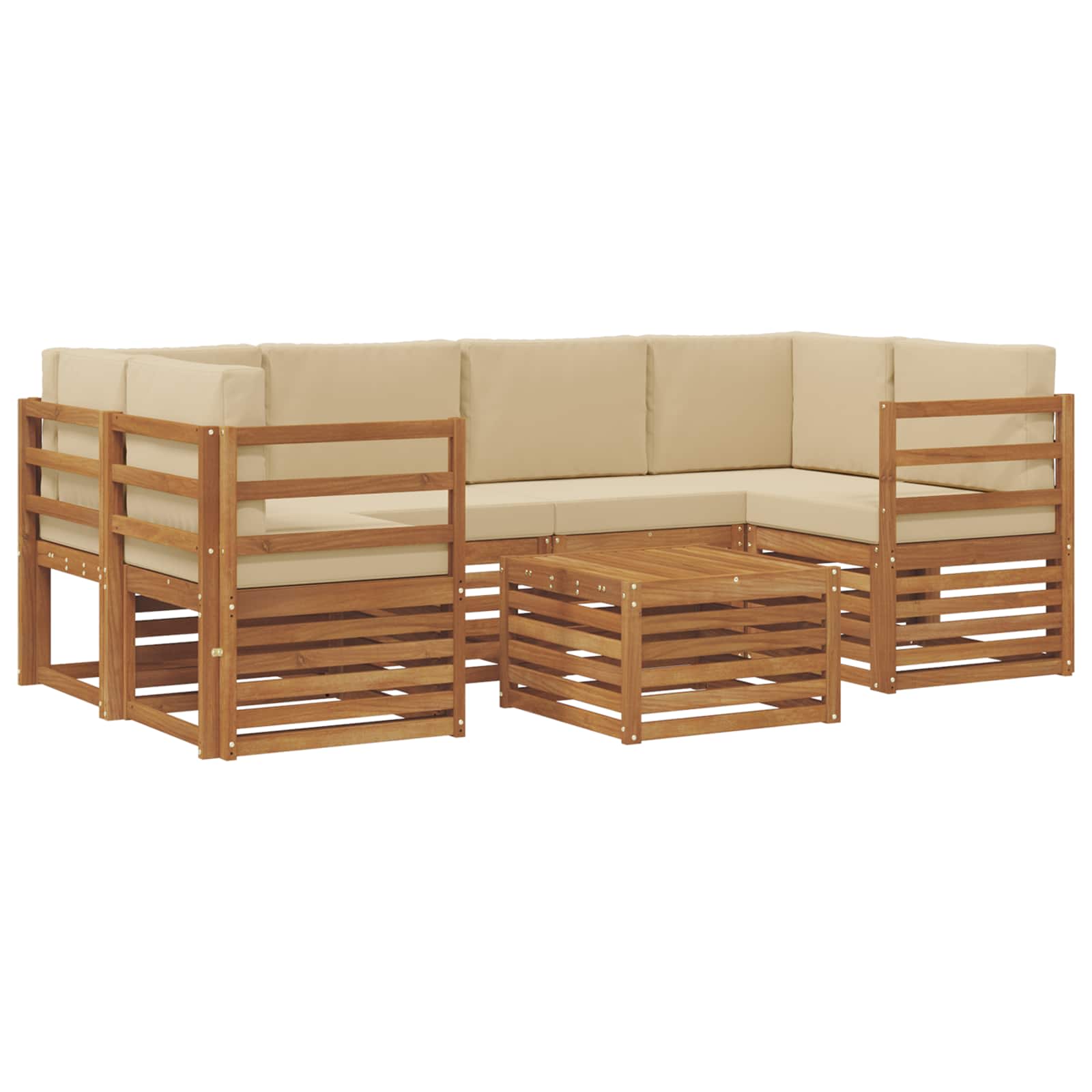 Set di divani da esterno con cuscino 7 pcs Naturale e Beige | homemem39