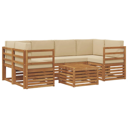Set di divani da esterno con cuscino 7 pcs Naturale e Beige | homemem39