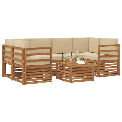 Set di divani da esterno con cuscino 7 pcs Naturale e Beige | homemem39