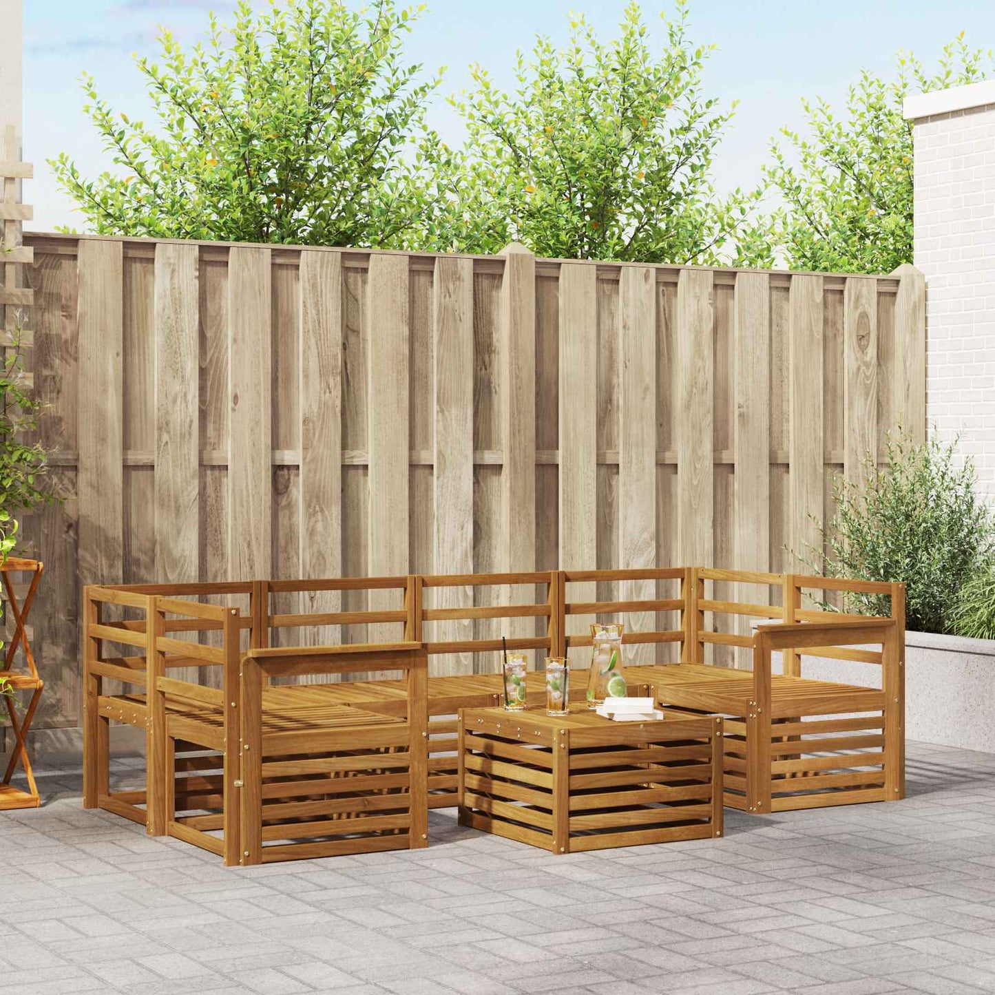 Set di divani da esterno 7 pcs Naturale | homemem39