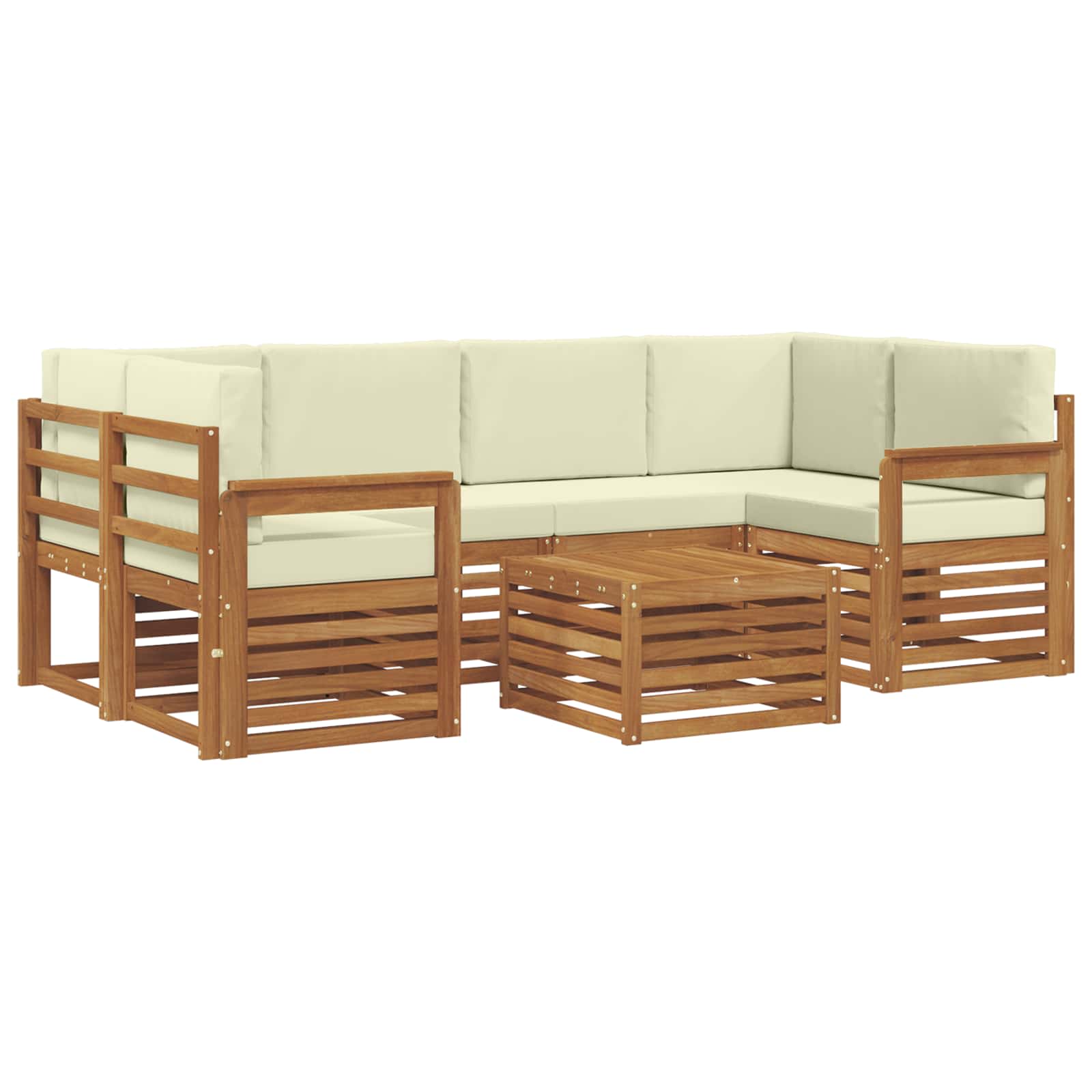 Set di divani da esterno con cuscino 7 pcs Naturale e Crema | homemem39