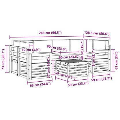 Set di divani da esterno con cuscino 7 pcs Naturale e Antracite | homemem39