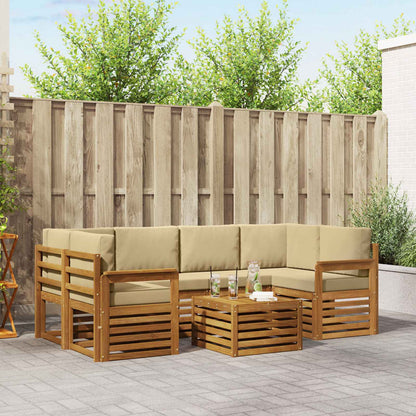 Set di divani da esterno con cuscino 7 pcs Naturale e Beige | homemem39