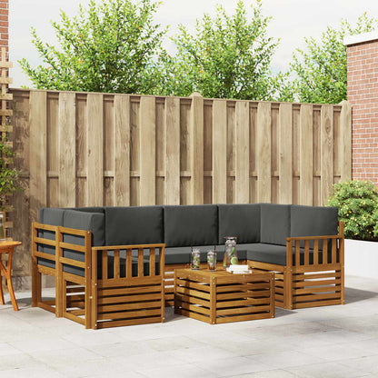 Set di divani da esterno con cuscino 7 pcs Naturale e Antracite
