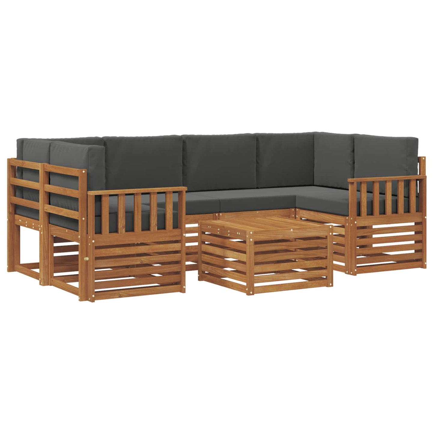 Set di divani da esterno con cuscino 7 pcs Naturale e Antracite
