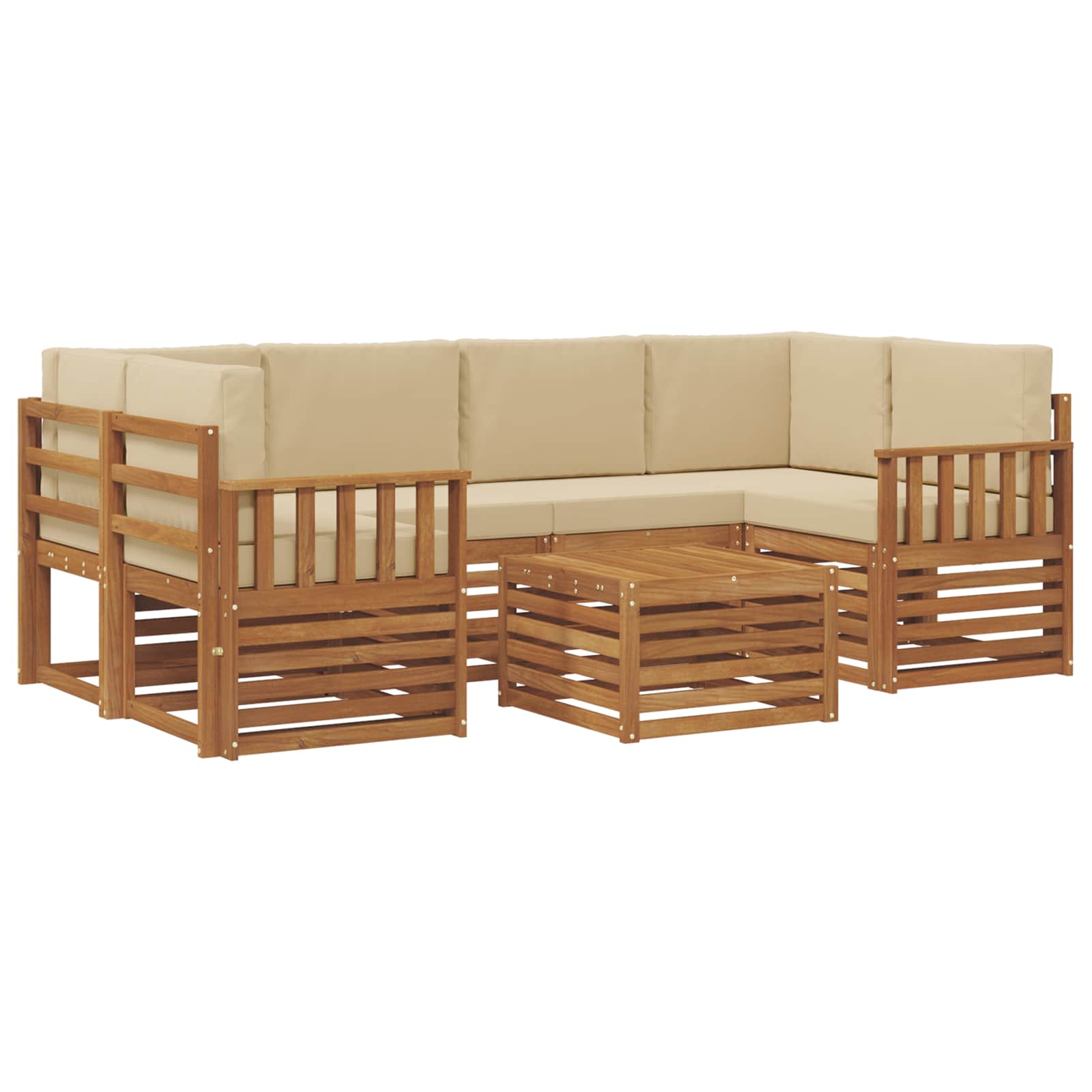 Set di divani da esterno con cuscino 7 pcs Naturale e Beige | homemem39