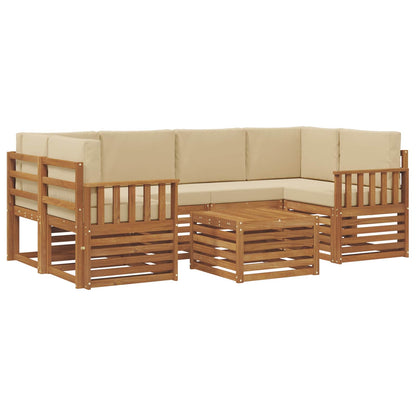Set di divani da esterno con cuscino 7 pcs Naturale e Beige | homemem39