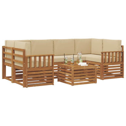 Set di divani da esterno con cuscino 7 pcs Naturale e Beige | homemem39