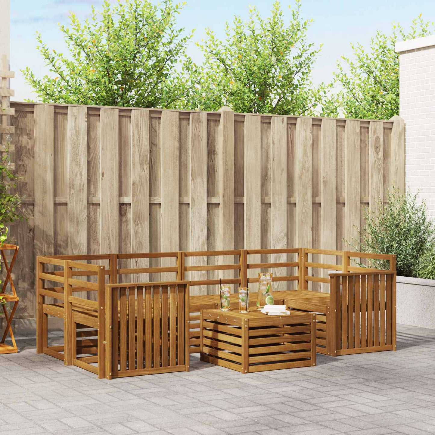 Set di divani da esterno 7 pcs Naturale | homemem39