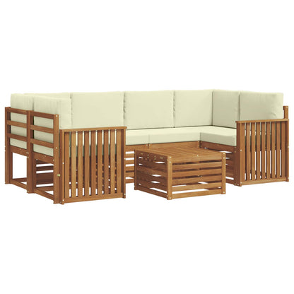Set di divani da esterno con cuscino 7 pcs Naturale e Crema | homemem39