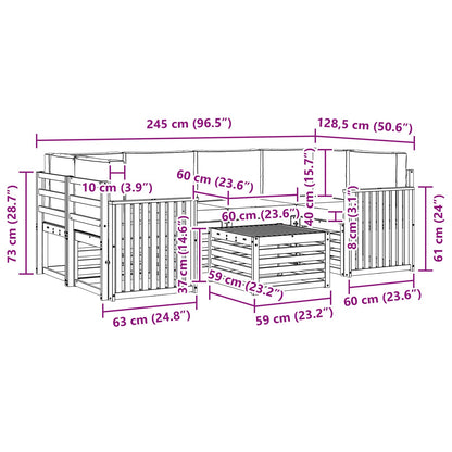 Set di divani da esterno con cuscino 7 pcs Naturale e Antracite