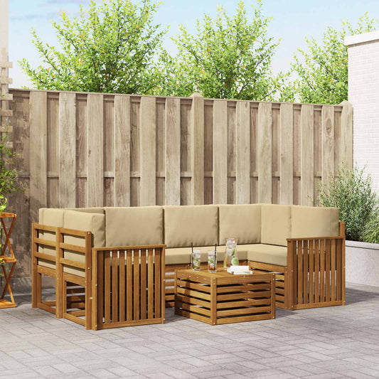 Set di divani da esterno con cuscino 7 pcs Naturale e Beige