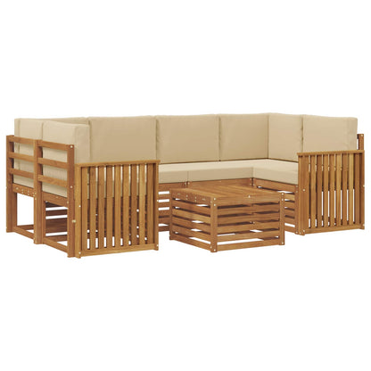Set di divani da esterno con cuscino 7 pcs Naturale e Beige | homemem39