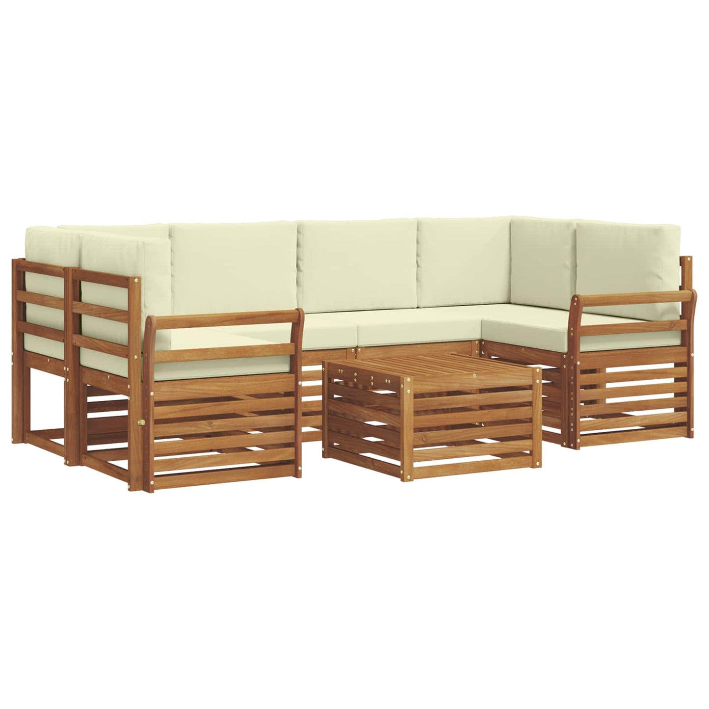 Set di divani da esterno con cuscino 7 pcs Naturale e Crema | homemem39