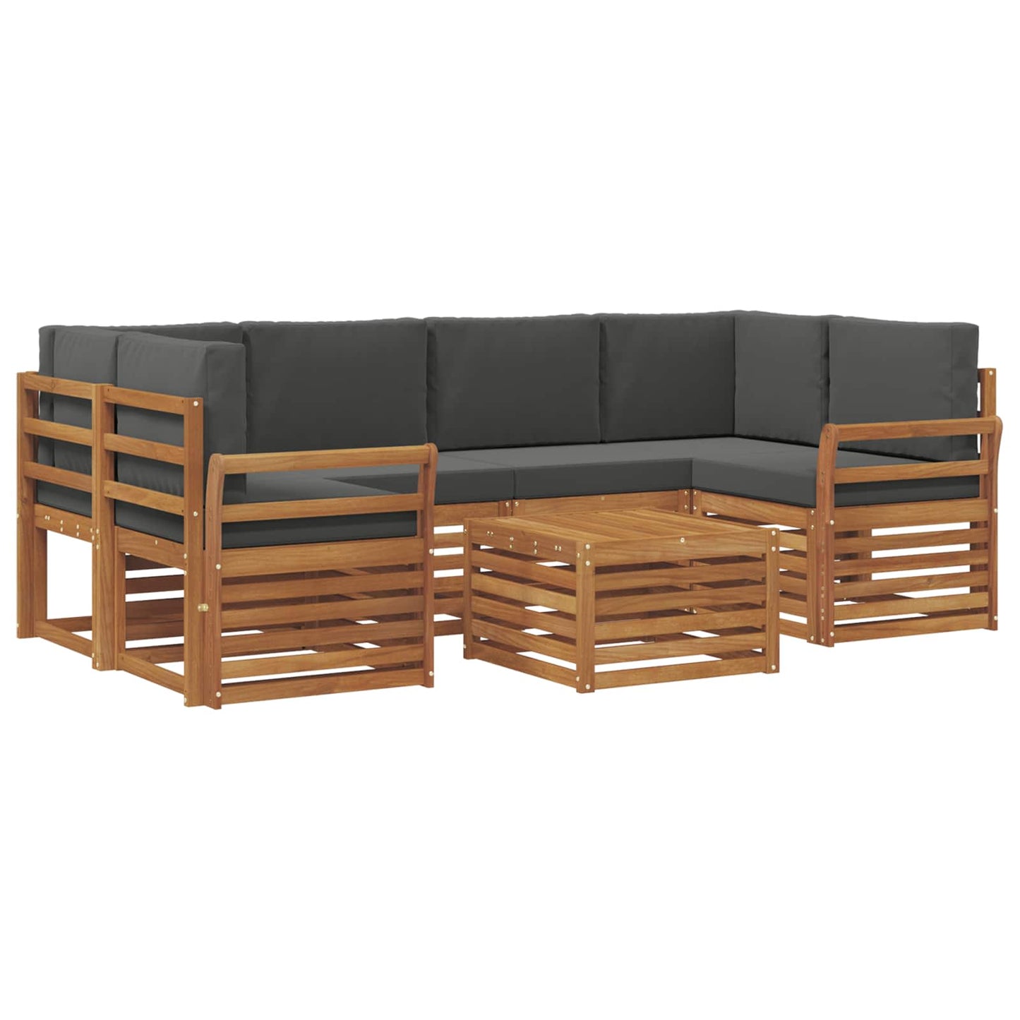 Set di divani da esterno con cuscino 7 pcs Naturale e Antracite | homemem39