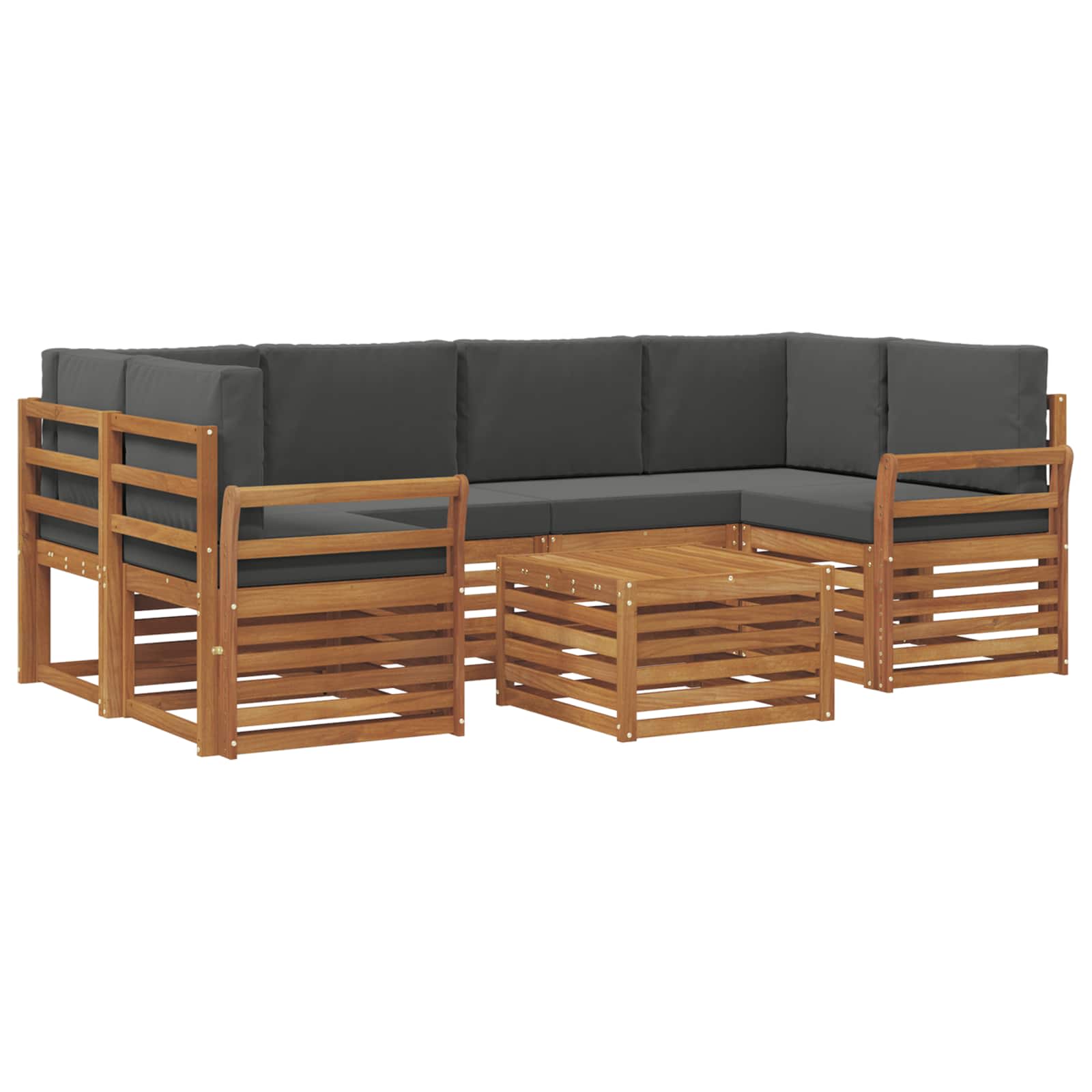 Set di divani da esterno con cuscino 7 pcs Naturale e Antracite | homemem39
