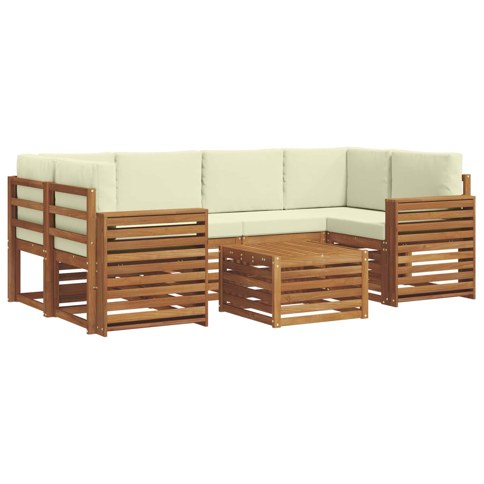 Set di divani da esterno con cuscino 7 pcs Naturale e Crema | homemem39