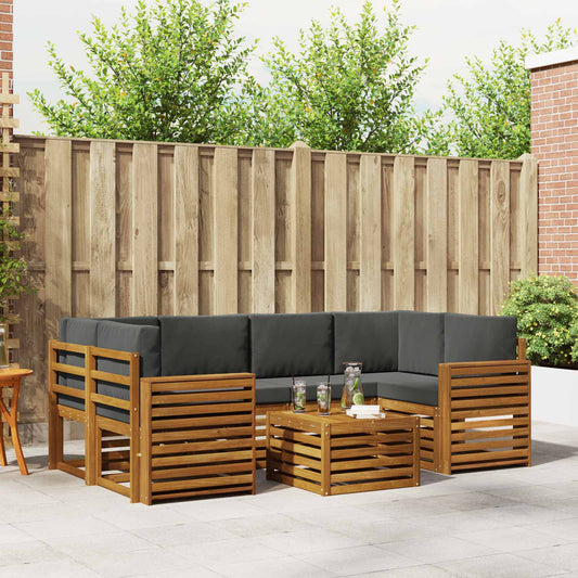 Set di divani da esterno con cuscino 7 pcs Naturale e Antracite