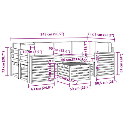 Set di divani da esterno con cuscino 7 pcs Naturale e Beige | homemem39