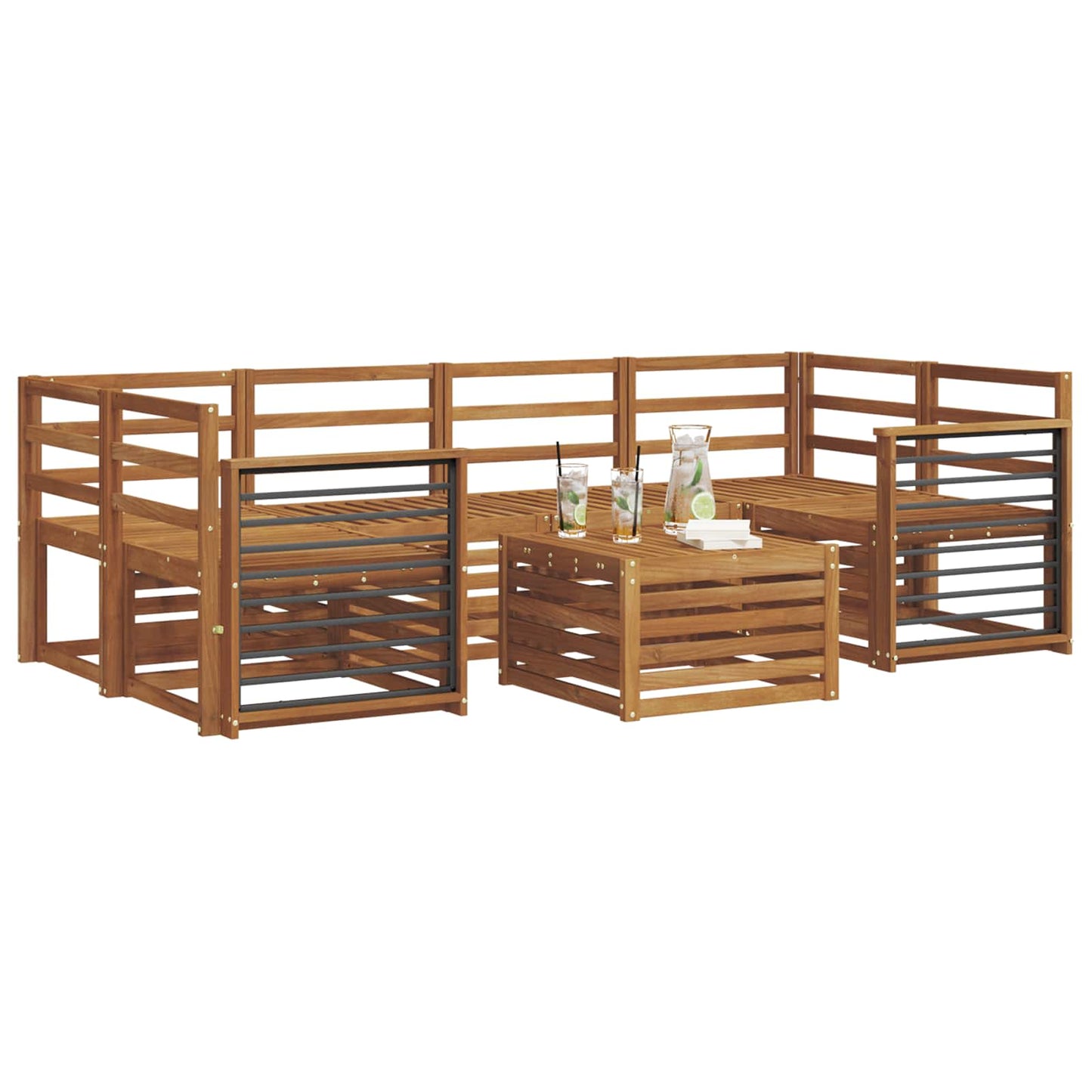 Set divani 7 pcs Naturale Legno di Acacia Massello
