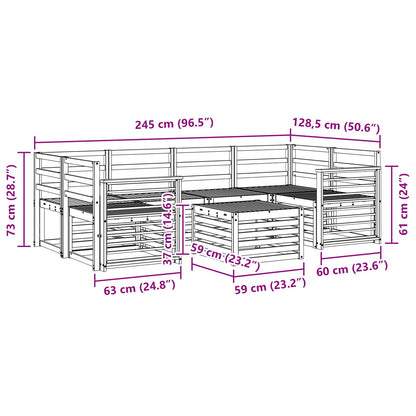 Set divani 7 pcs Naturale Legno di Acacia Massello