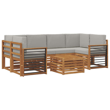 Set di divani da esterno 7 pcs Grigio Naturale e Chiaro