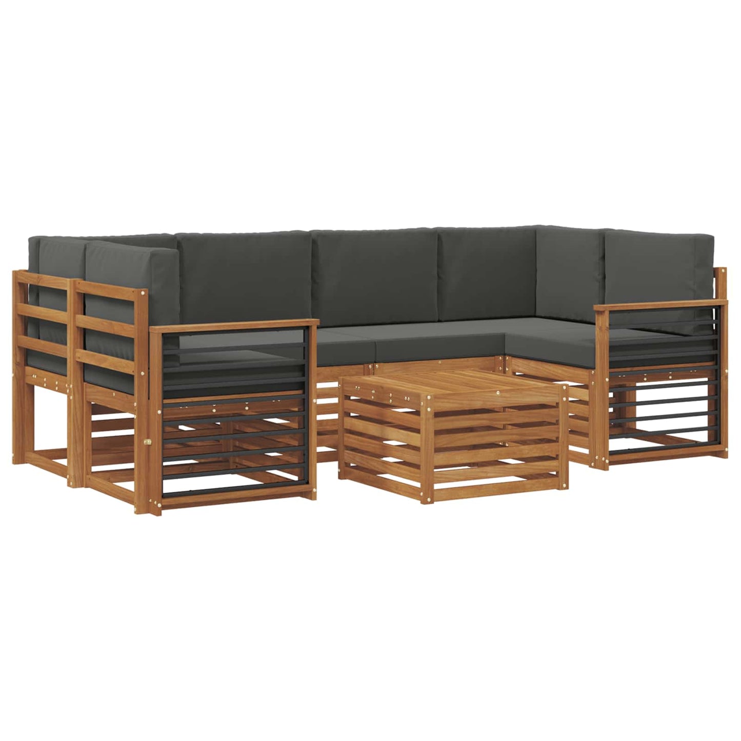 Set di divani da esterno con cuscino 7 pcs Naturale e Antracite | homemem39