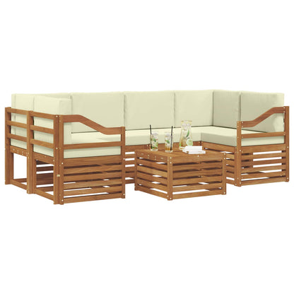 Set di divani da esterno con cuscino 7 pcs Naturale e Crema | homemem39