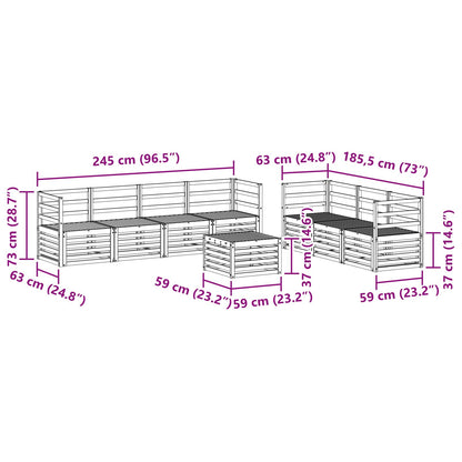 Set divani 8 pcs Naturale Legno di Acacia Massello | homemem39